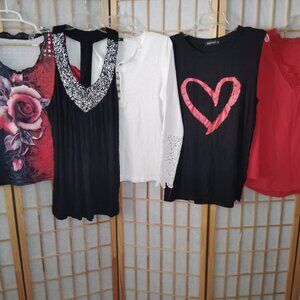 LOT OF 5 FOR $20 WOMENS TOPS SHIRTS GOTH ROCKABILLY MAGICMK C OLIVER~SIZE L